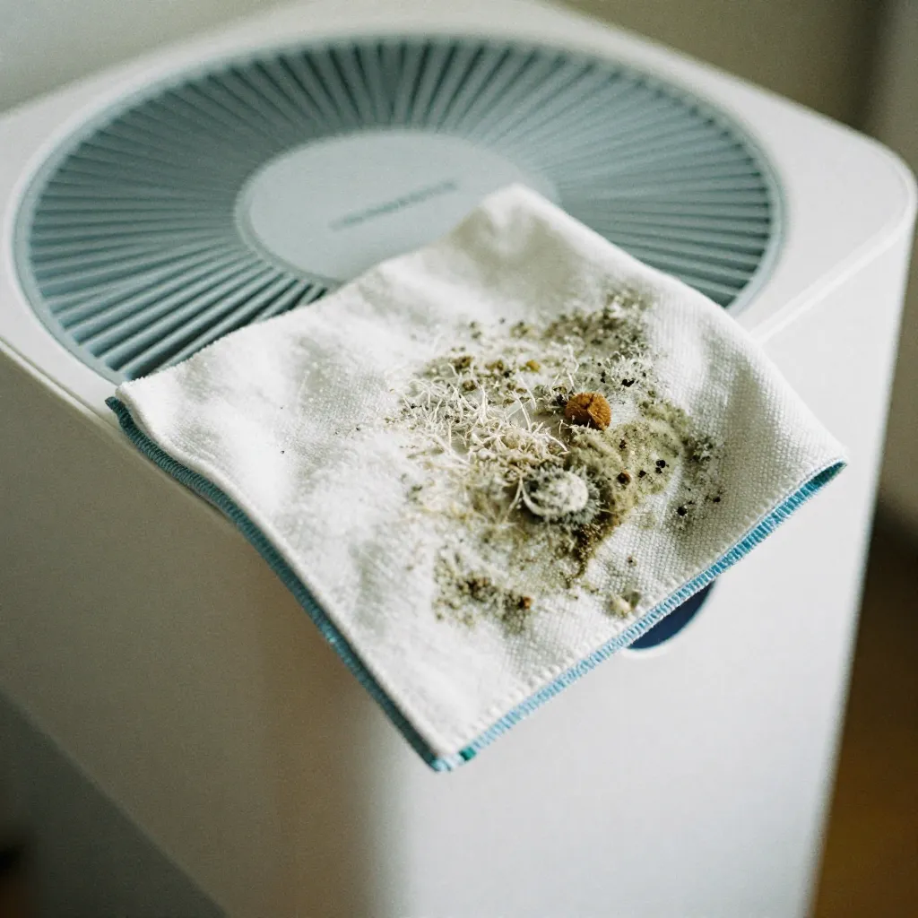 Winter cleaning supplies organized on table